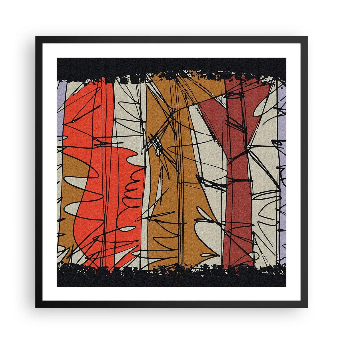 Plakat i sort ramme - Spontan komposition - 60x60 cm