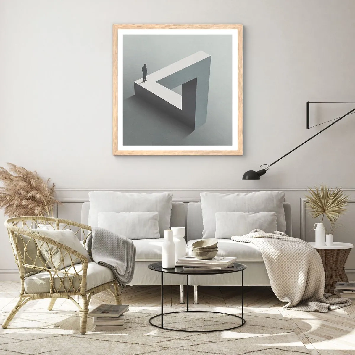 Plakat i ramme af lyst egetræ - Og dog er det muligt - 60x60 cm