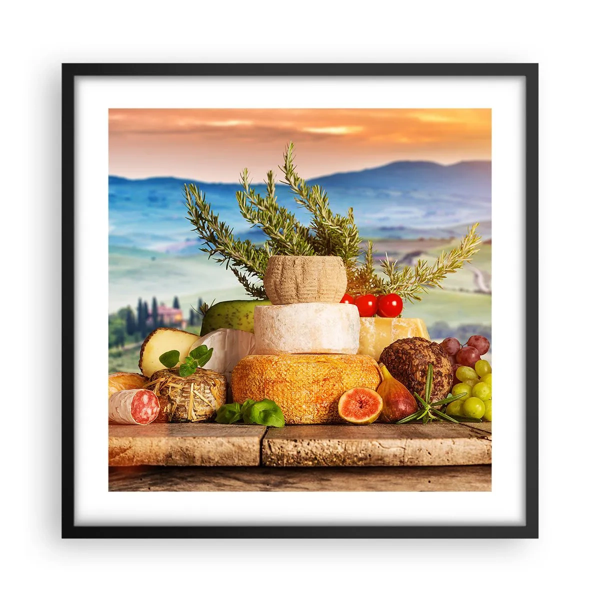 Plakat i sort ramme - Italiensk livsglæde - 50x50 cm