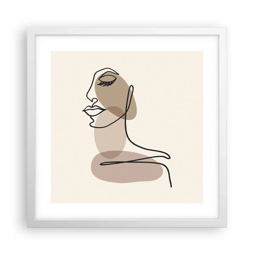 Plakat i hvid ramme - En vis linje af skønhed - 40x40 cm