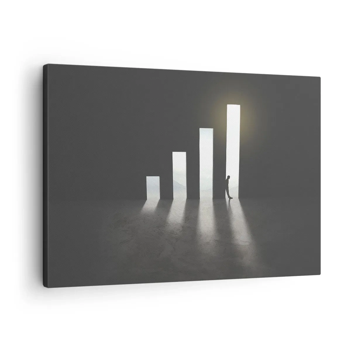 Lærredstryk - Billede på lærred - Symbolsk vækst i form af passager oplyst af lys - 70x50cm - Succes - et indtryk - Moderne vægdekoration til stue og soveværelse ARTTOR