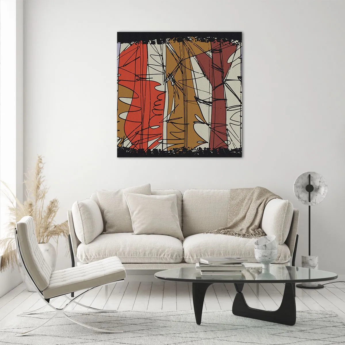 Billede på glas - Spontan komposition - 70x70 cm