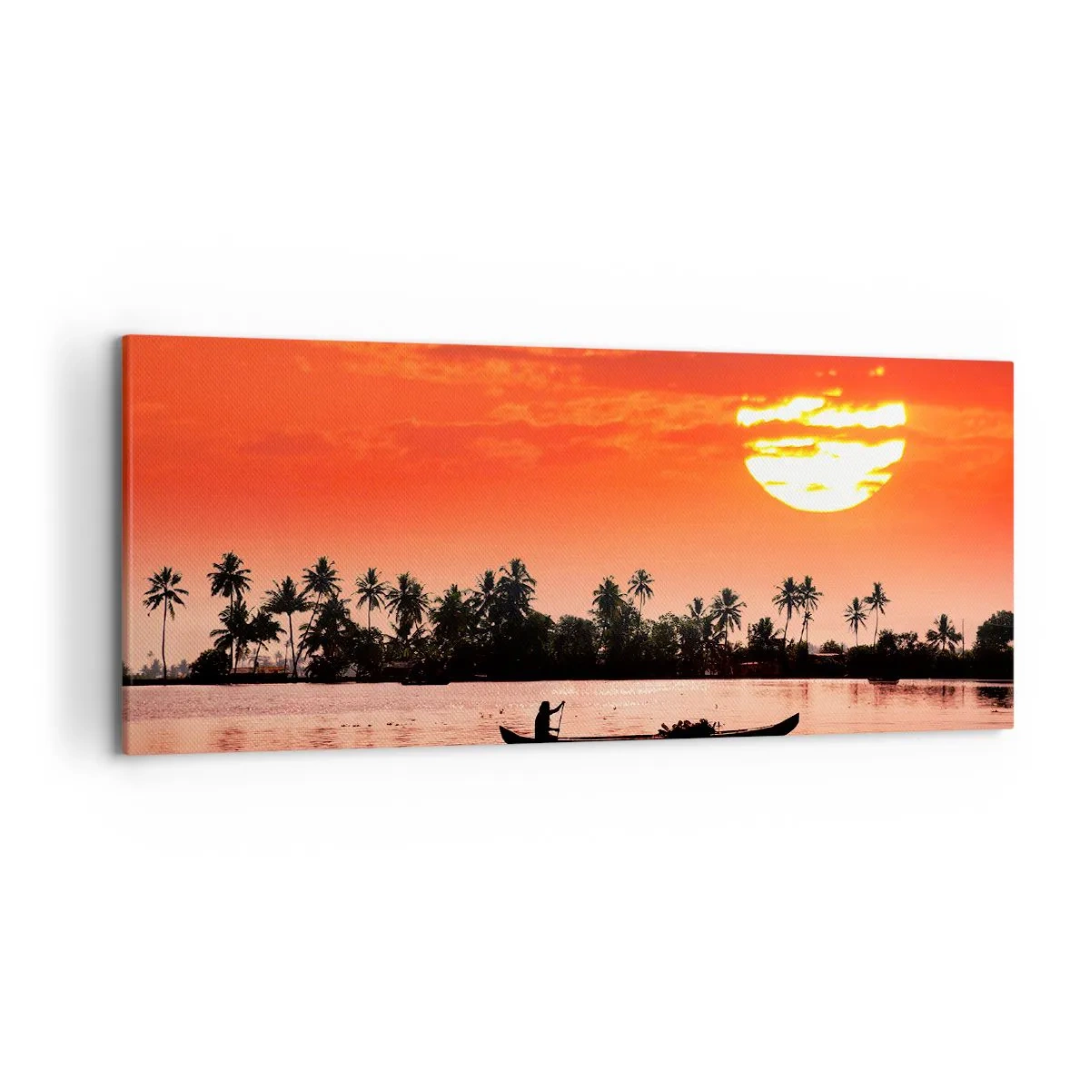 Lærredstryk - Billede på lærred - Tropernes ro ved solnedgang - 120x50 cm