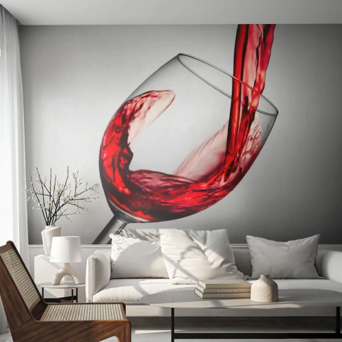 Fototapet Premium Canvas - Farve - bevægelse - lyd - Vinglas, rødvin, Gastronomi - 100x70 cm