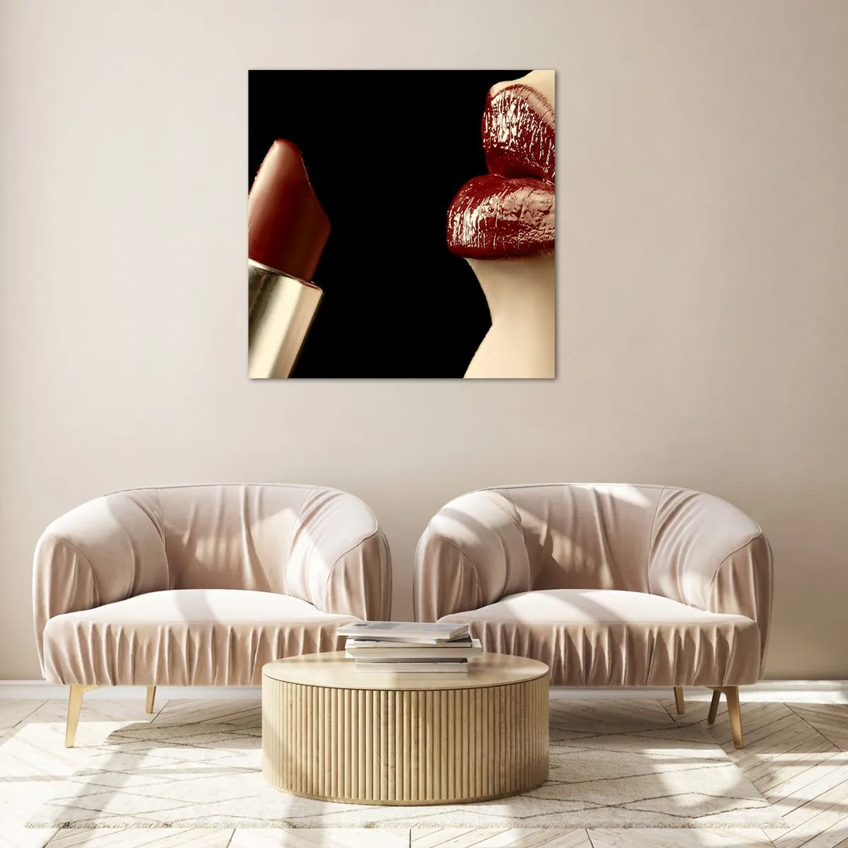 Billede på glas - Karminrødt farves sanselighed og udstråling - 70x70 cm