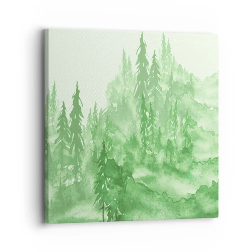 Lærredstryk - Billede på lærred - Sløret af grøn tåge - 30x30 cm