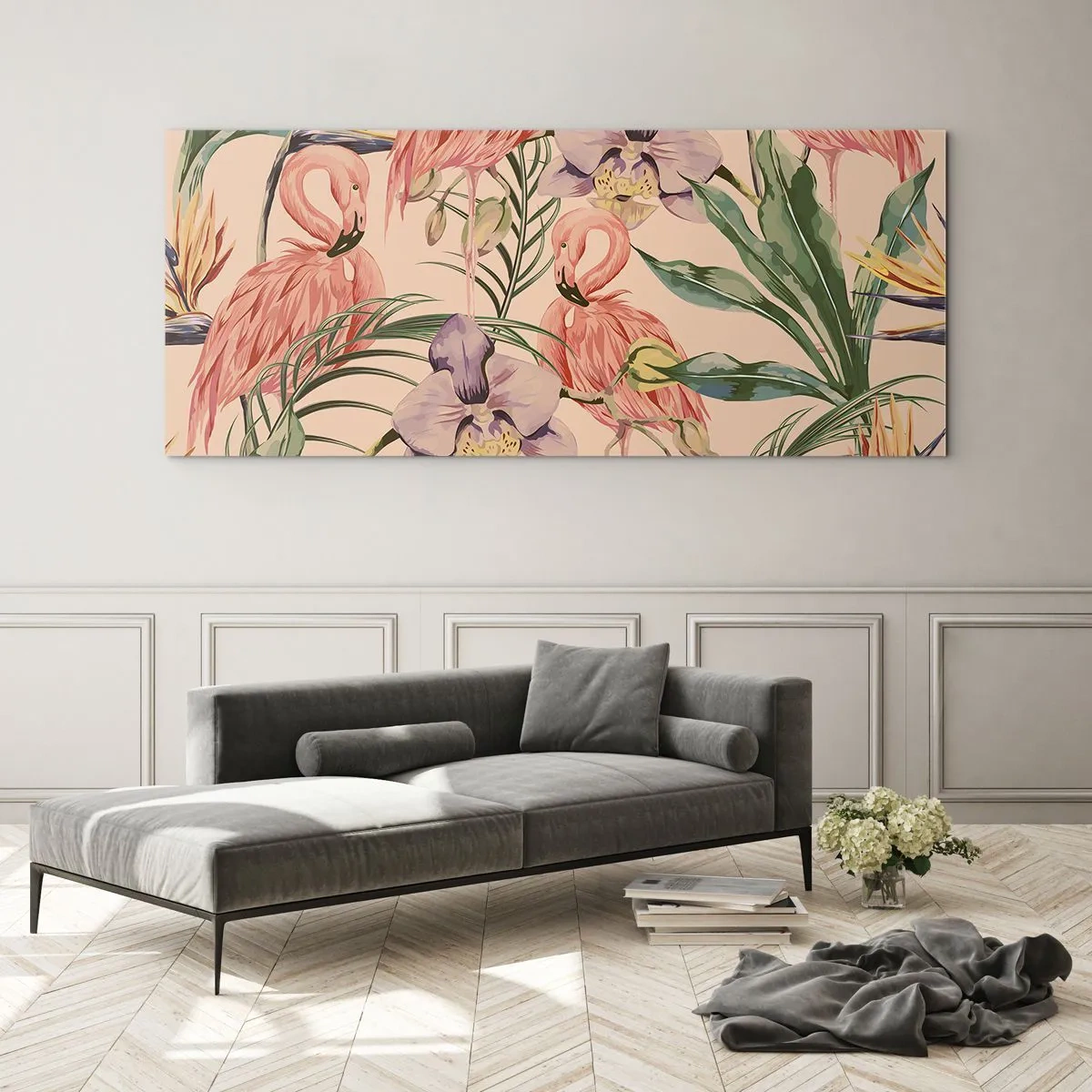 Billede på glas - Lyserød blomstret ballet - 90x30 cm