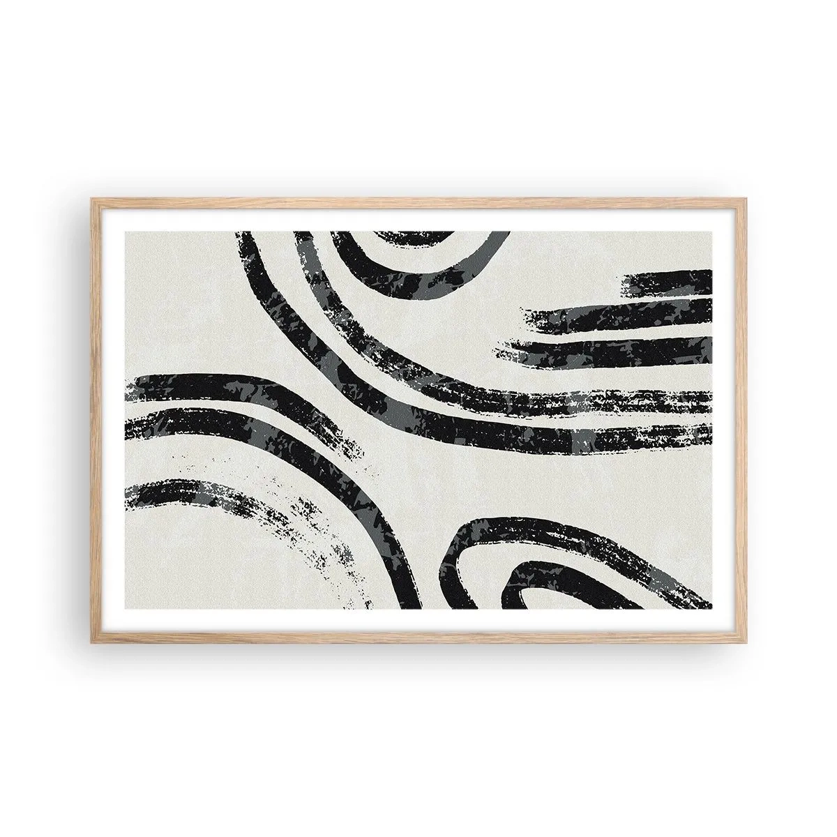 Plakat i ramme af lyst egetræ - Halvt stoppet - 91x61 cm