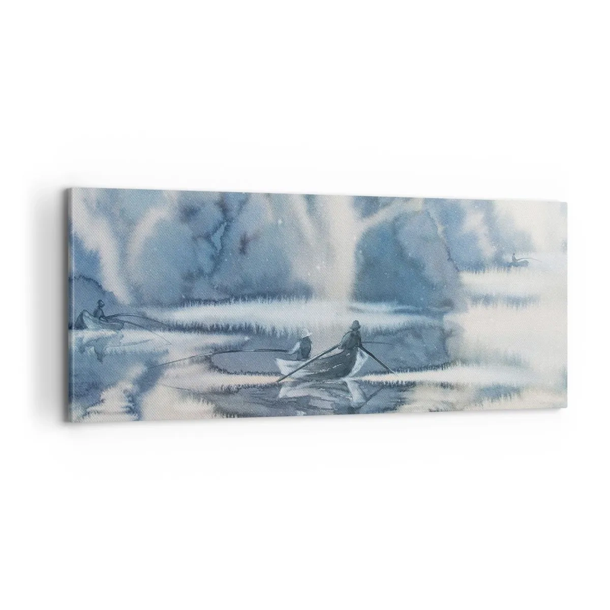 Lærredstryk - Billede på lærred - Lystfiskere i deres paradis - 100x40 cm