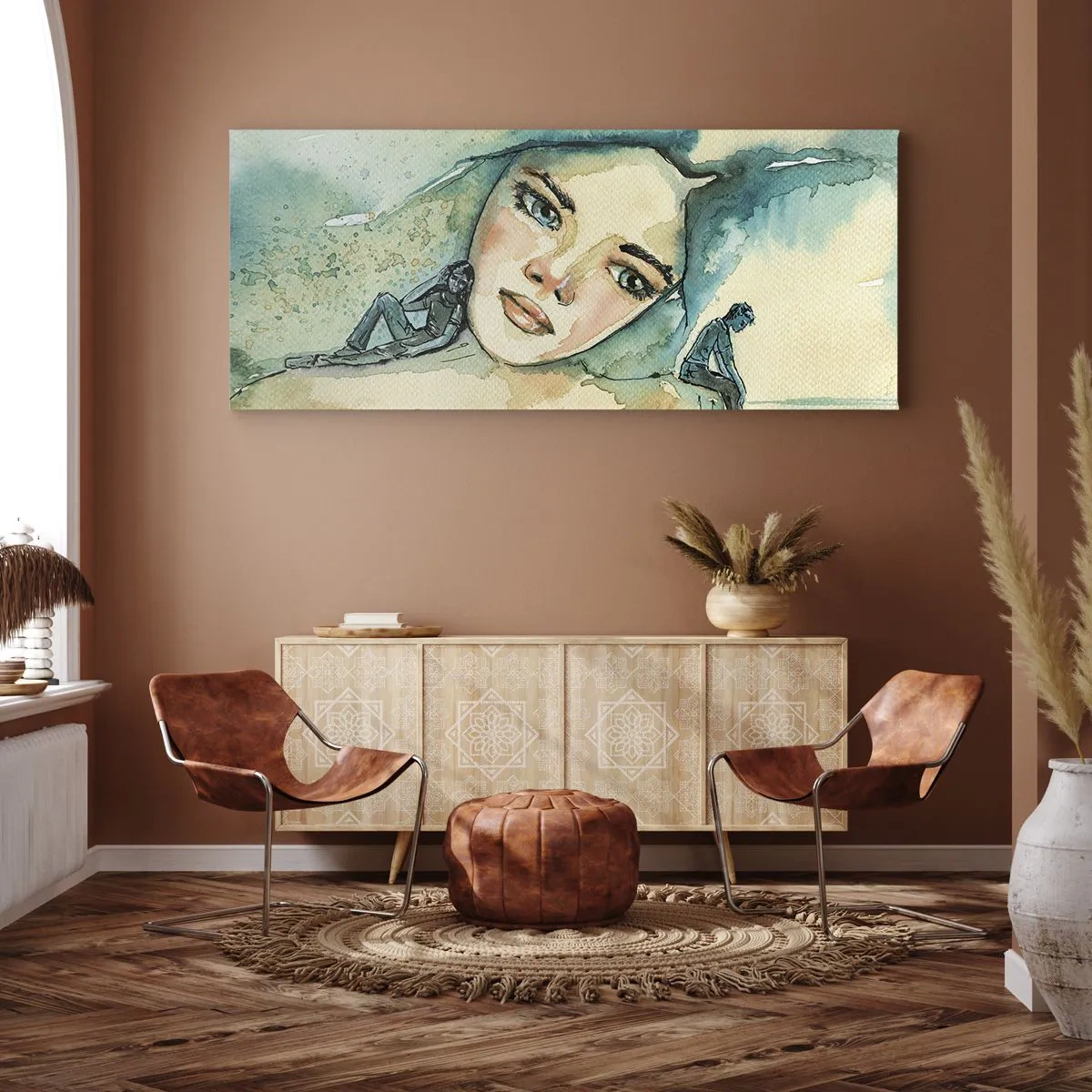 Lærredstryk - Billede på lærred - Am I blue? - 90x30 cm