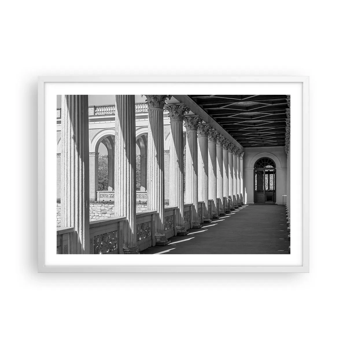Plakat i hvid ramme - Solrig arkade - 70x50 cm