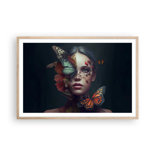 Plakat i ramme af lyst egetræ - En vidunderlig metamorfose - 91x61 cm