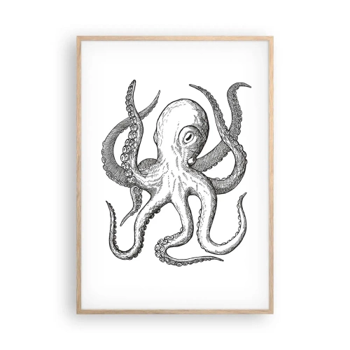 Plakat i ramme af lyst egetræ - Dans med bølger - 70x100 cm