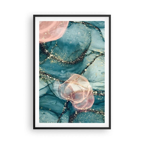 Plakat i sort ramme - Silkeblå, tyl lyserød - 61x91 cm