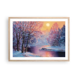 Plakat i ramme af lyst egetræ - Vinterens farver - 70x50 cm