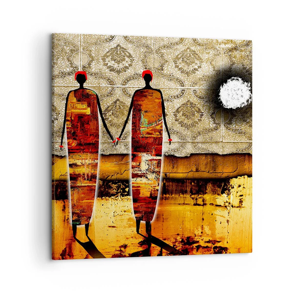 Lærredstryk - Billede på lærred - Etnisk sammensætning i farverne i Afrika - 50x50 cm