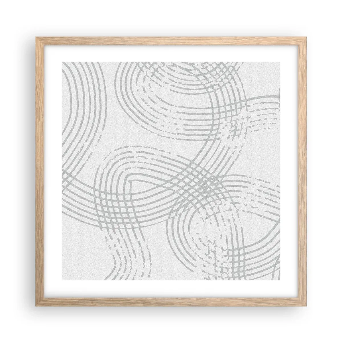 Plakat i ramme af lyst egetræ - Der er ingen lige vej - 50x50 cm