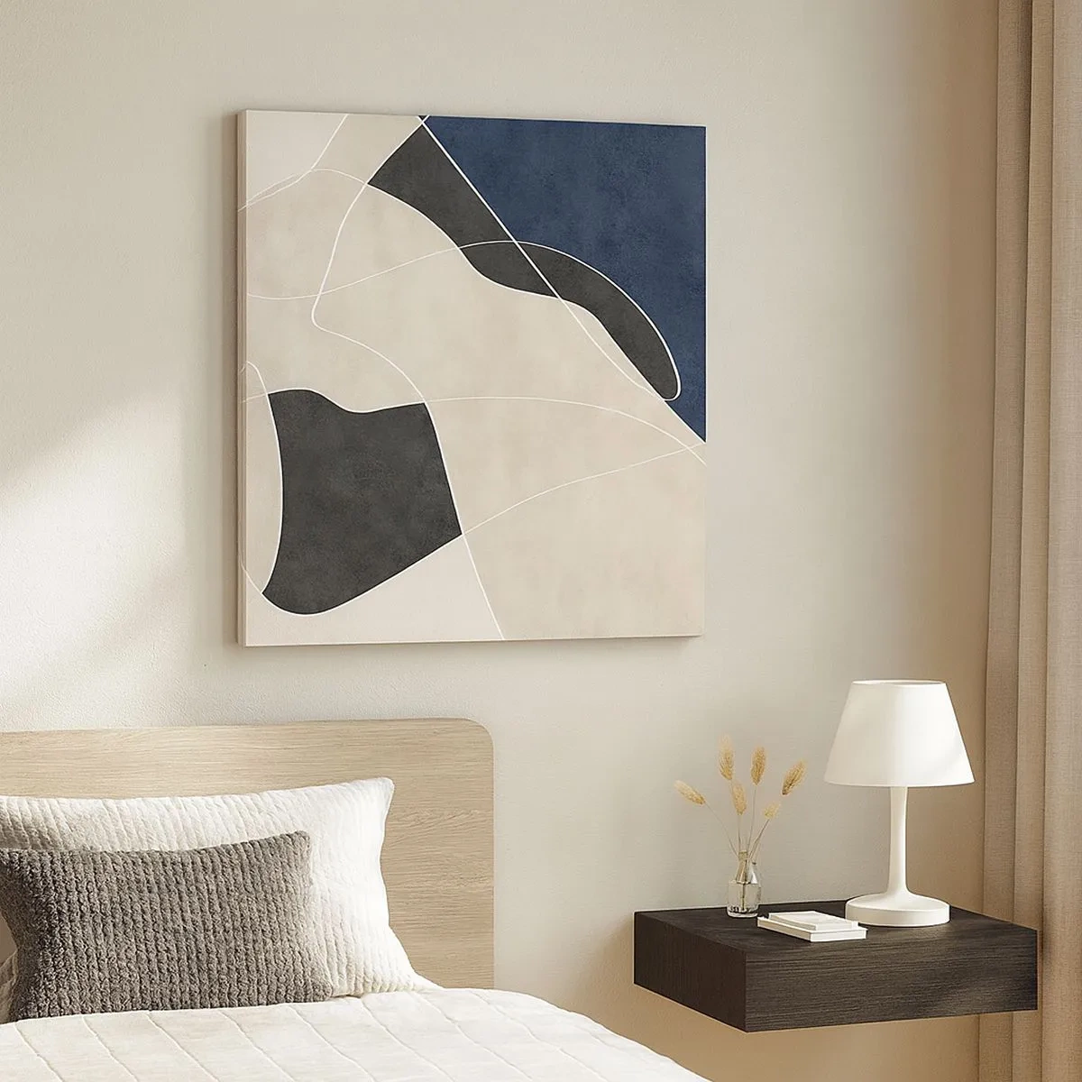 Lærredstryk - Billede på lærred - Abstrakt komposition - kontrast af farver - 30x30 cm