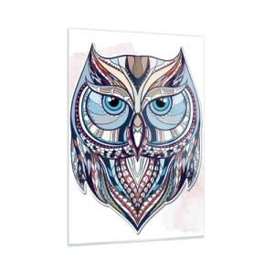 Billede på glas - Kunstnerisk ornamental ugle - 50x70 cm