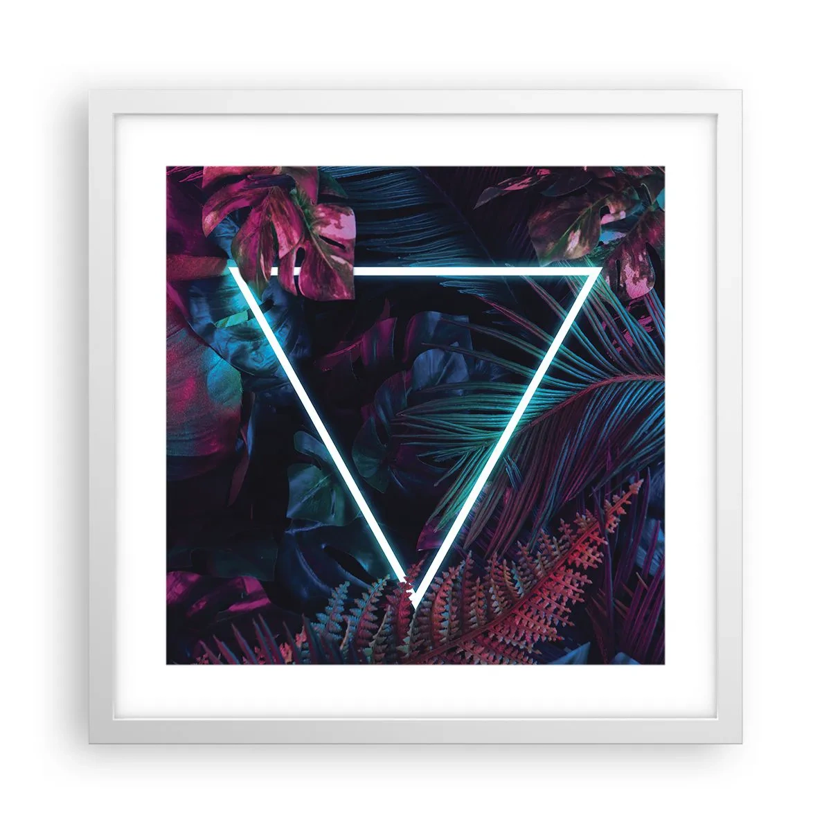 Plakat i hvid ramme - Have i disco-stil - 40x40 cm