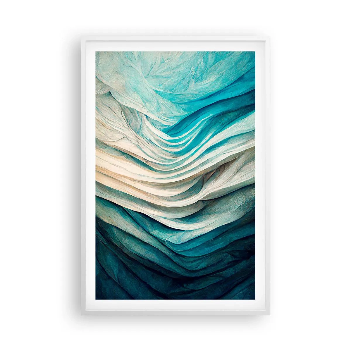 Plakat i hvid ramme - Blå umættelighed - 61x91 cm