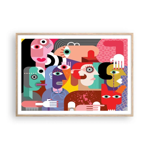 Plakat i ramme af lyst egetræ - Vi fra hr. Picasso - 100x70 cm
