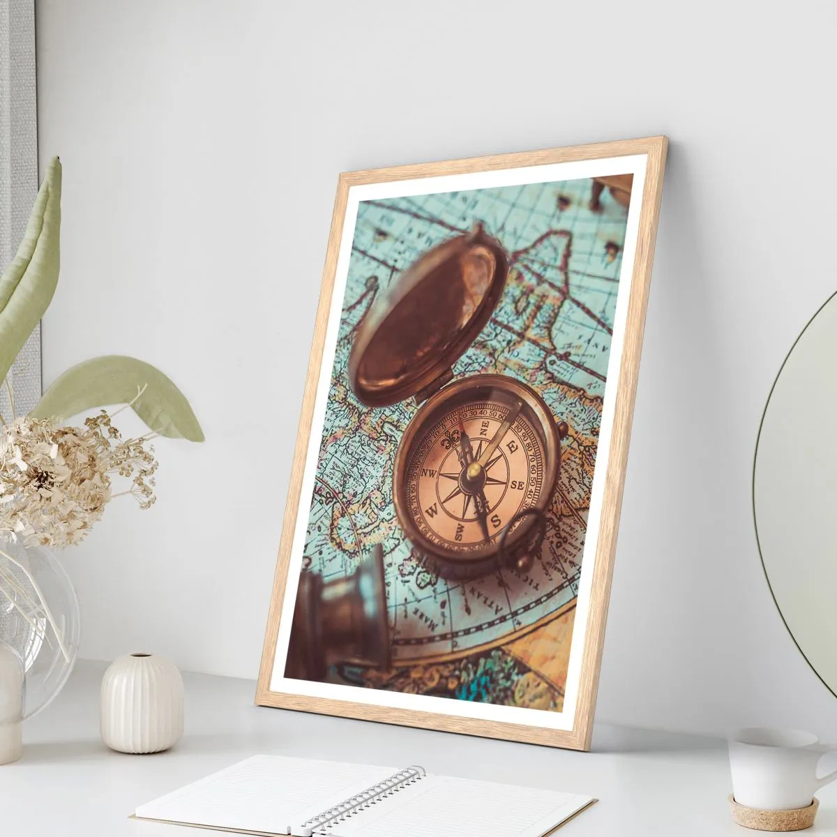 Plakat i ramme af lyst egetræ - For eventyreren - 50x70 cm