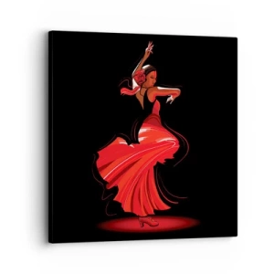 Lærredstryk - Billede på lærred - Flamencoens brændende ånd - 30x30 cm