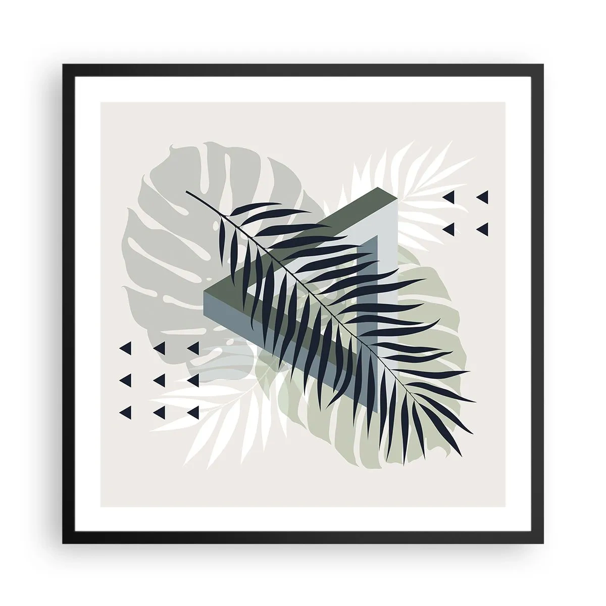 Plakat i sort ramme - Natur og geometri - to ordener? - 60x60 cm
