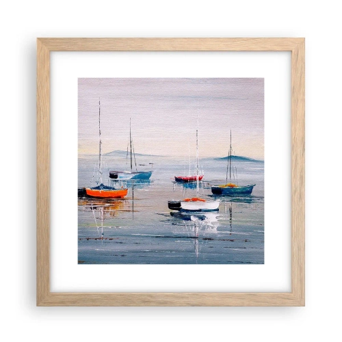 Plakat i ramme af lyst egetræ - Et velfortjent hvil - 30x30 cm