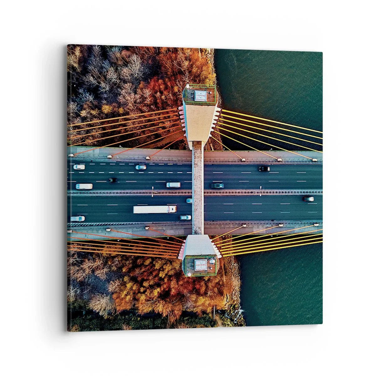 Lærredstryk - Billede på lærred - Bag vandet, bag skovene - 70x70 cm