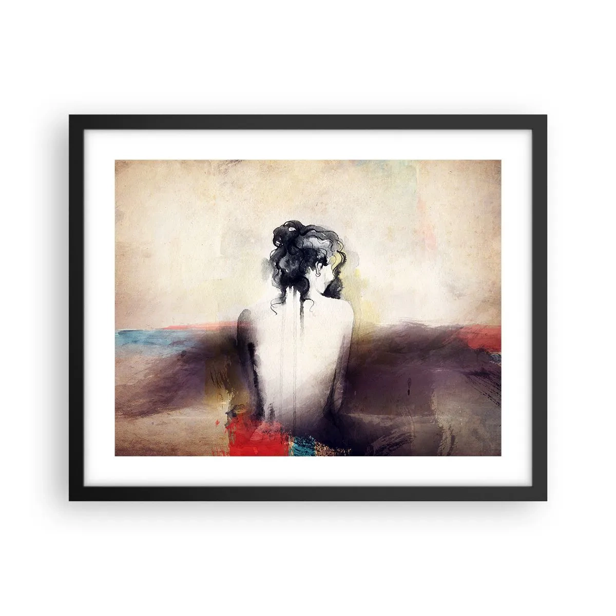 Plakat i sort ramme - Glatte linjer, ovale former - 50x40 cm