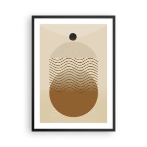 Plakat i sort ramme - Et minimalistisk mønster med bølger og geometriske former - 50x70cm - Om geometriske figurers oprindelse - Moderne vægdekoration til stue og soveværelse ARTTOR