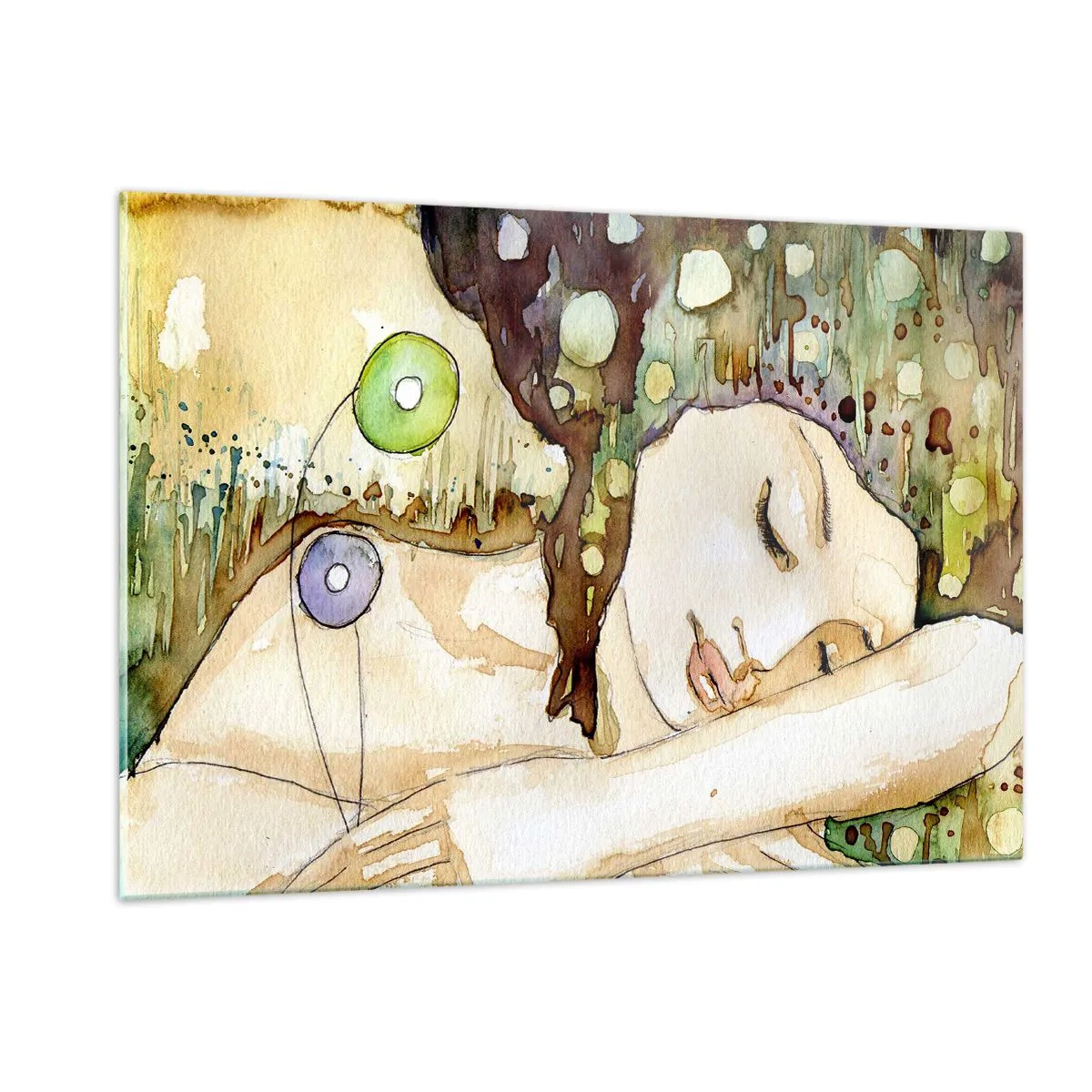 Billede på glas - Smaragd-violet drøm - 120x80 cm