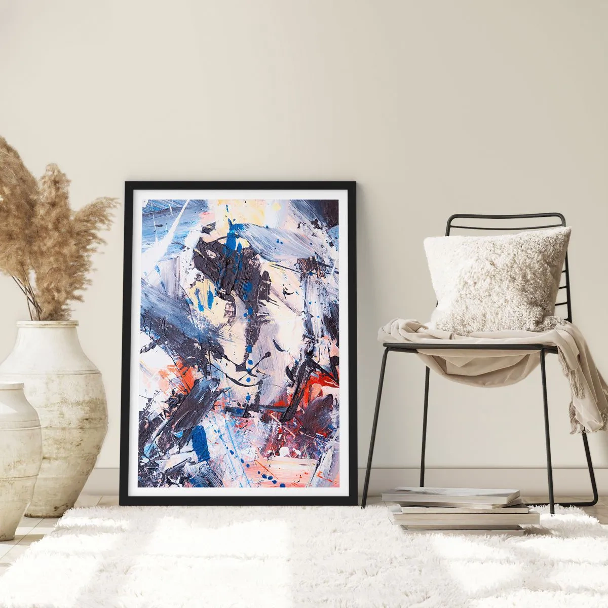 Plakat i sort ramme - Abstraktionens vanvittige dans - 40x50 cm
