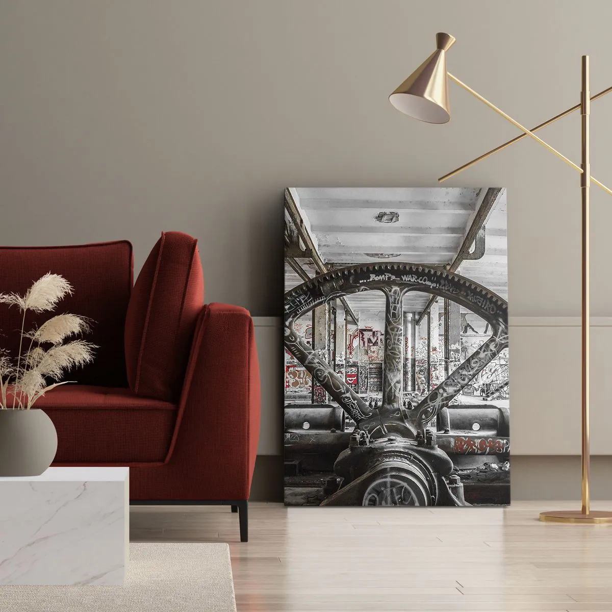 Lærredstryk - Billede på lærred - Fabrikkens hemmelige liv - 70x100 cm