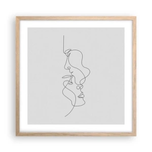 Plakat i ramme af lyst egetræ - Gløderne af glubende begær - 50x50 cm