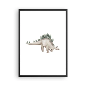 Plakat i sort ramme - Akvarel dinosaur i minimalistisk stil - 50x70cm - Din ven - Moderne vægdekoration til stue og soveværelse ARTTOR