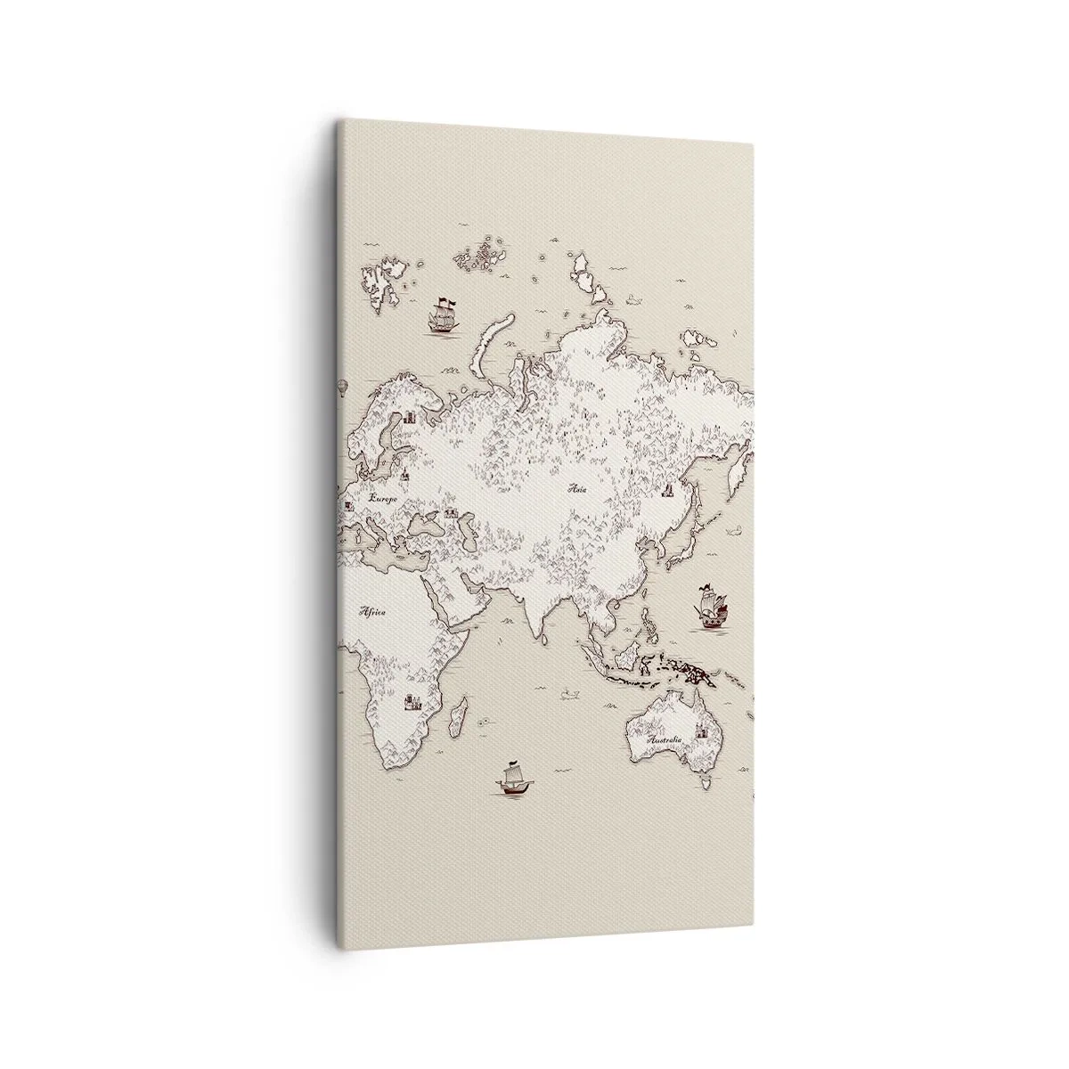 Lærredstryk - Billede på lærred - En rejse rundt om i verden - 45x80 cm