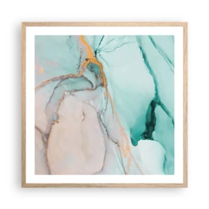 Plakat i ramme af lyst egetræ - Dans af former og farver - 60x60 cm