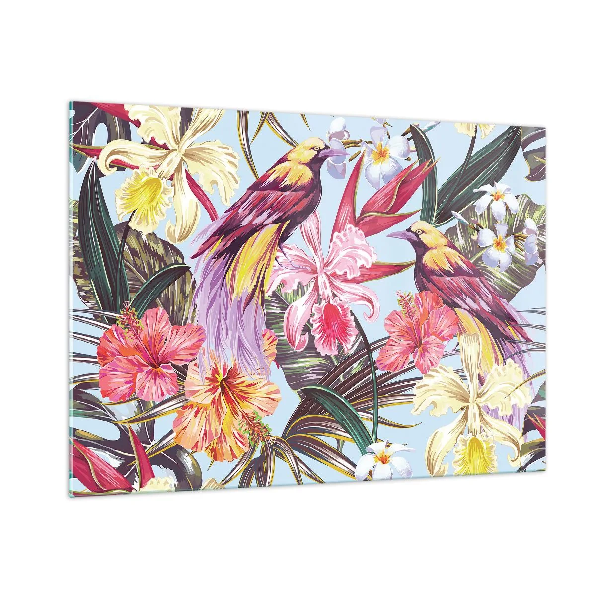 Billede på glas - Kronblade og fjer - 100x70 cm