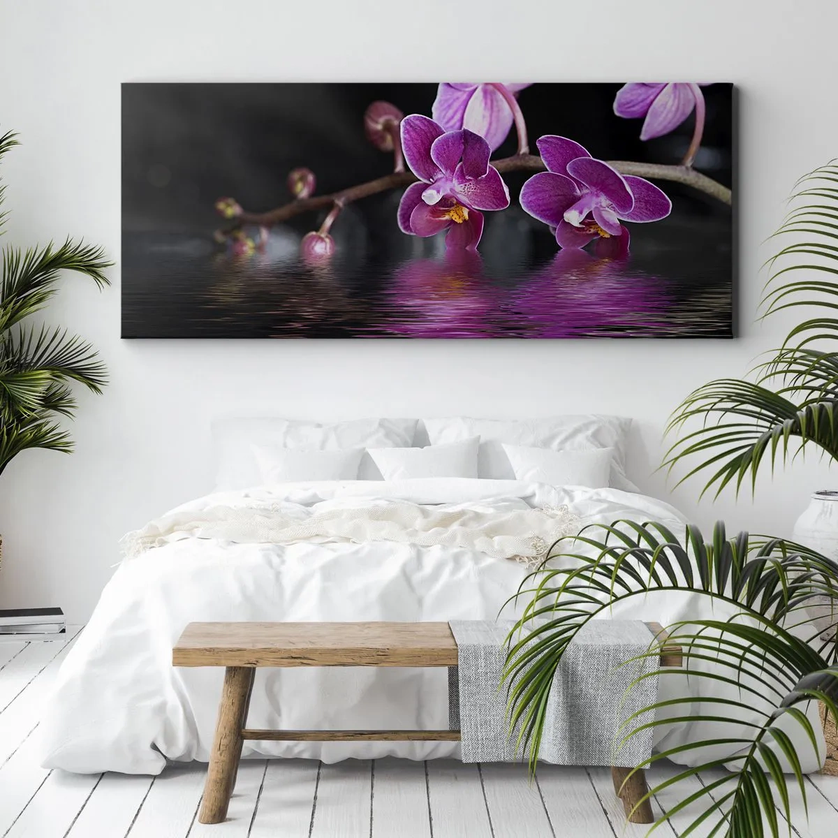 Lærredstryk - Billede på lærred - En lilla afspejling af skønhed - 100x40 cm