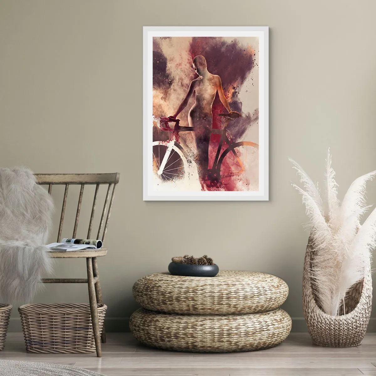 Plakat i hvid ramme - I marmor former den cyklende sjæl - 40x50 cm