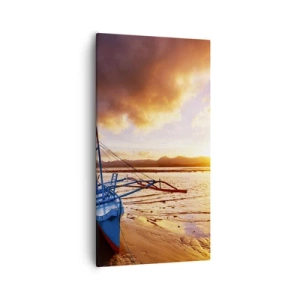 Lærredstryk - Billede på lærred - Efter en lang dag kan du strække dig ud på sandet - 55x100 cm