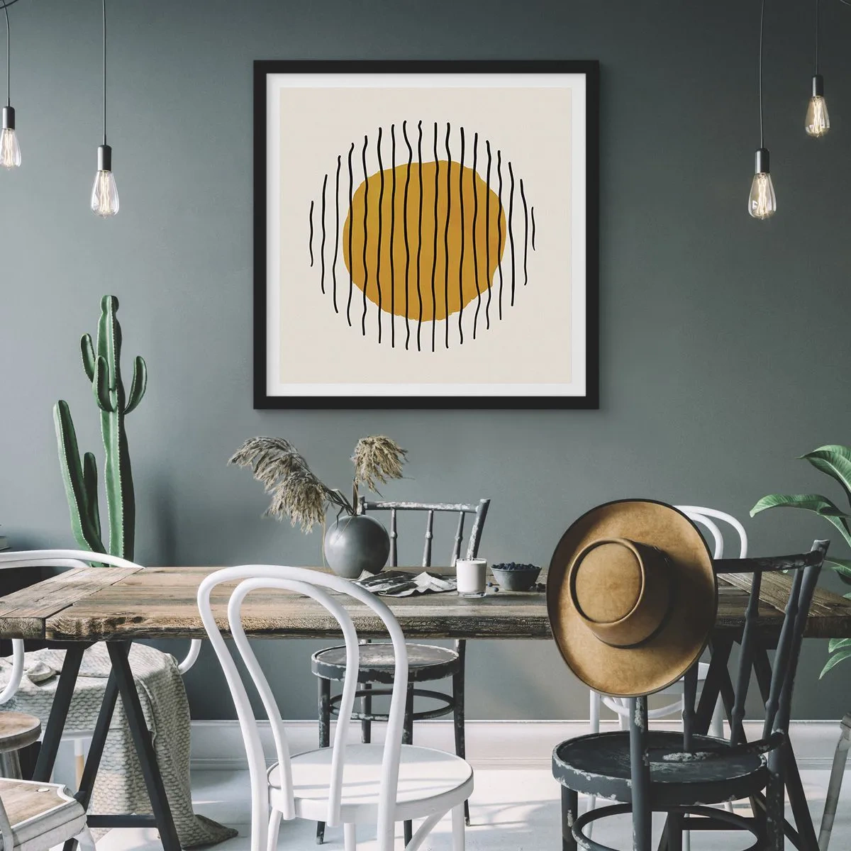 Plakat i sort ramme - Abstraktion, der skælver af varme - 60x60 cm