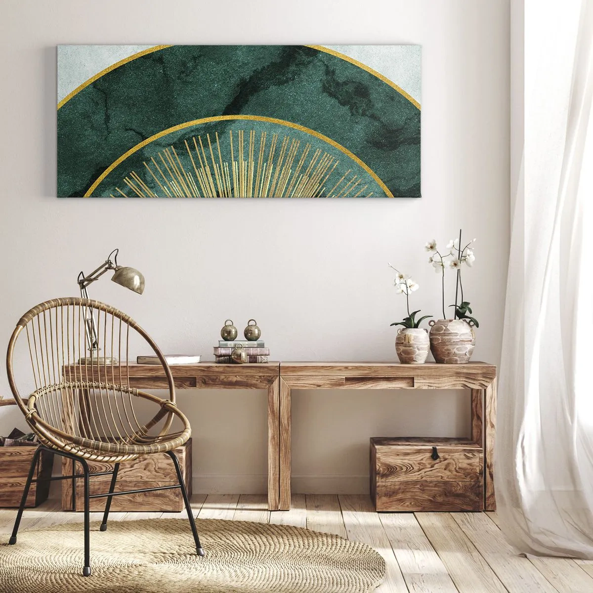 Lærredstryk - Billede på lærred - Et anderledes solsystem - 100x40 cm