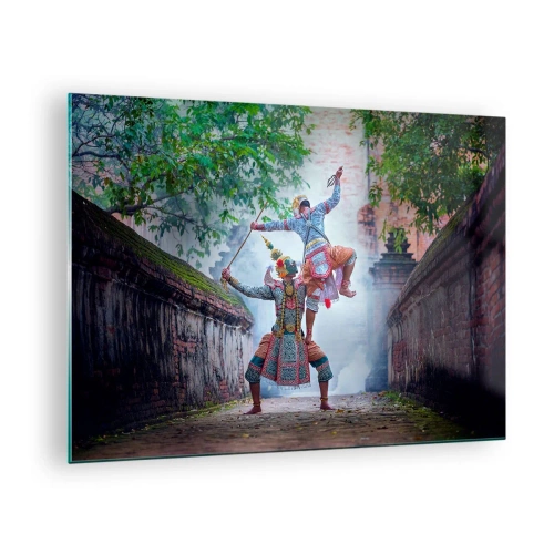 Billede på glas - Traditionel dans i historiske omgivelser med livlige farver - 70x50cm - En dans af dødbringende skønhed - Moderne vægdekoration til stue og soveværelse ARTTOR