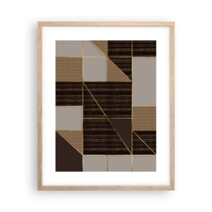 Plakat i ramme af lyst egetræ - En mosaik af brune og gyldne farver - 40x50 cm