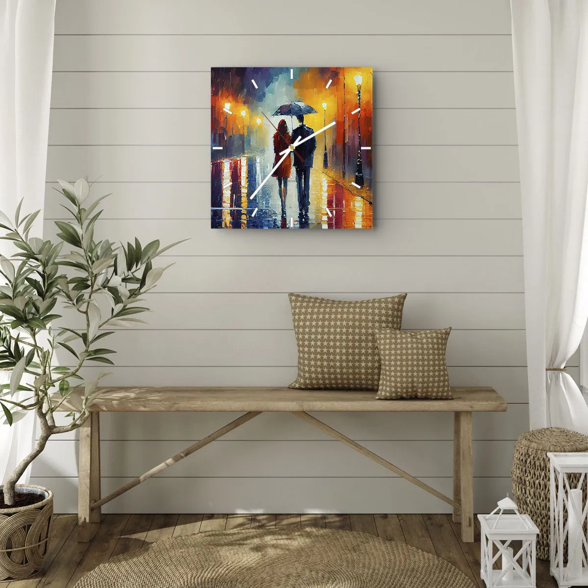 Vægur, Uret - Sammen - en farverig nat - 30x30 cm