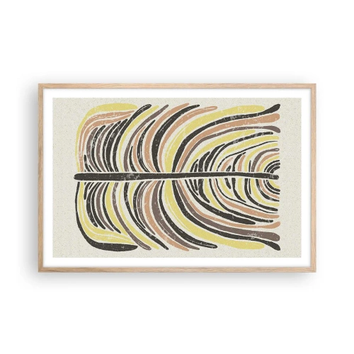 Plakat i ramme af lyst egetræ - Levende abstraktion - 91x61 cm